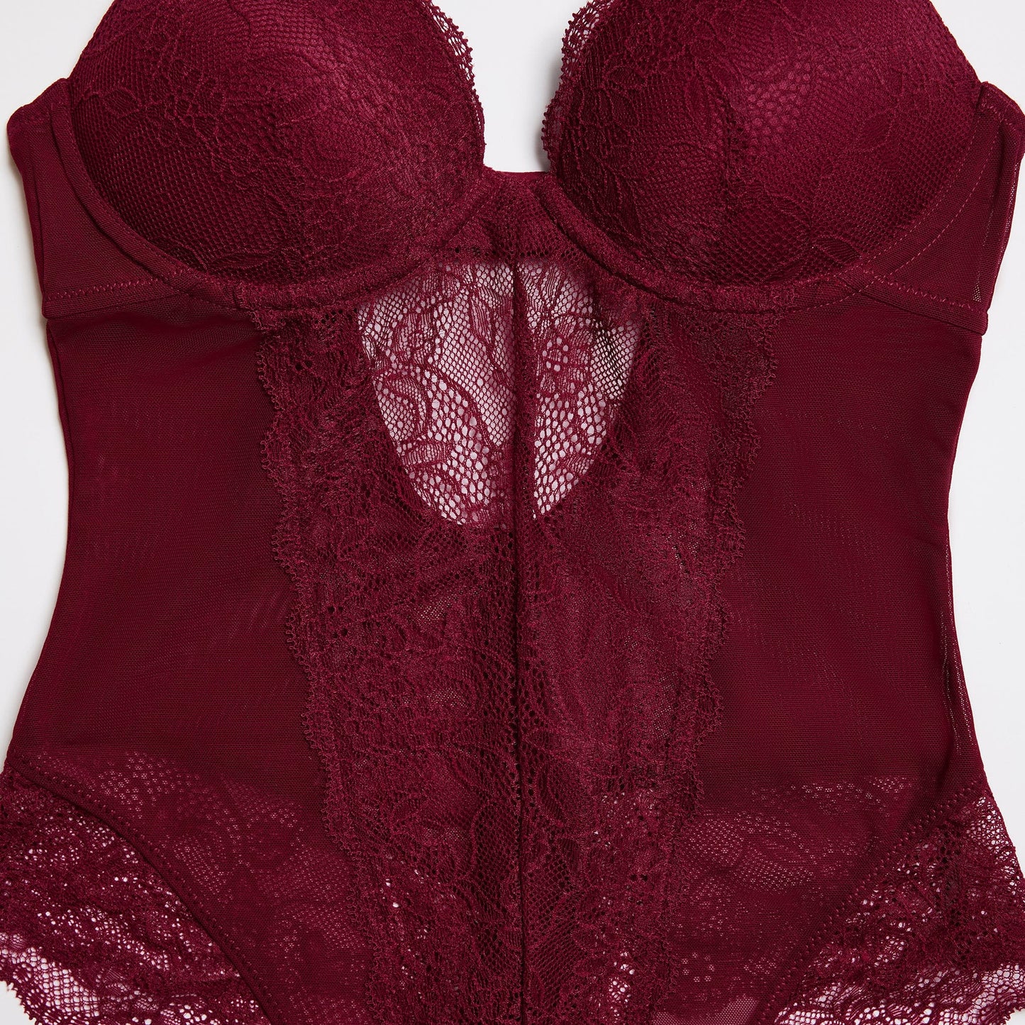 Lace Lift Up Teddy Black Cherry